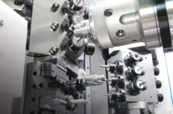 CNC milling center operating in an unmanned, lights out machining cell for overnight production.